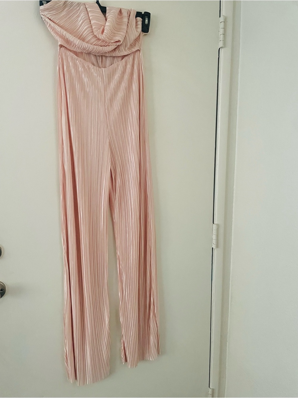 PrettyLittleThing Pleated Wide-Leg Jumpsuit in Light Pink